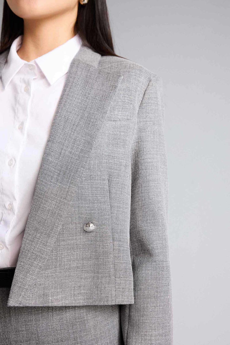 DeFacto Grey Woman Boxy Fit Jacket Collar Blazer Casual - Image 4
